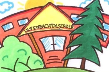 gezeichnetes Bild der Grundschule in Wahlen