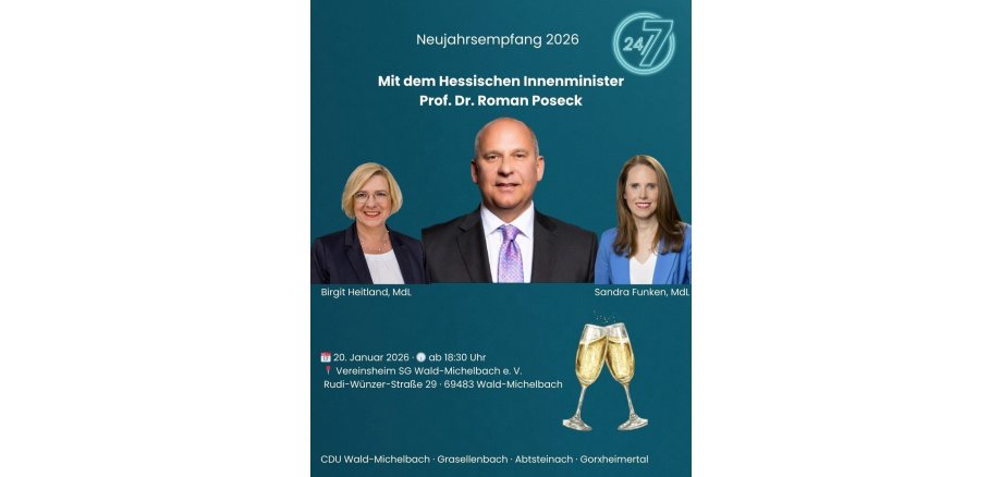 Neujahrsempfang der CDU Prof.Dr.Poseck, Frau Heitland laden zum Neujahrsempfang ein