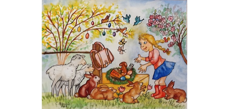 Schönes gezeichnetes Osterbild